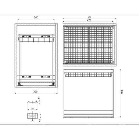  Карго 300/2 хром повного висування прихованого монтажу з доводчиком