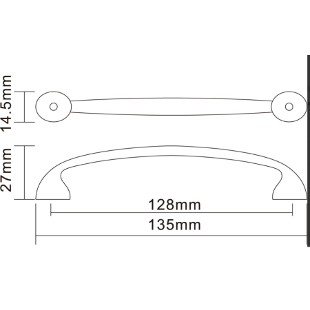 Ручка для мебели DN 13/128 G5 НИКЕЛЬ МАТОВЫЙ (САТИН)