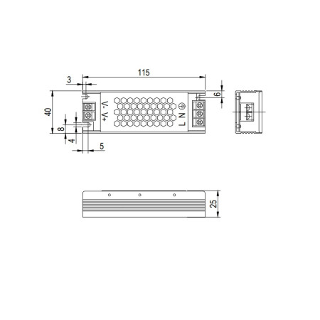 Блок живлення для LED 36W, 12В, IP20, металевий корпус