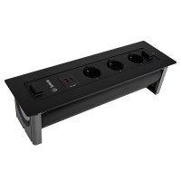 Поворотний розетковий блок Lumine GALAXY 3xрозетки, 2xUSB A+C (20W), чорний