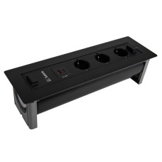 Поворотний розетковий блок Lumine GALAXY 3xрозетки, 2xUSB A+C (20W), чорний