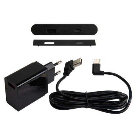 Вбудована USB-розетка овальна Lumine PULSE, 2xUSB A+C (30W), чорний