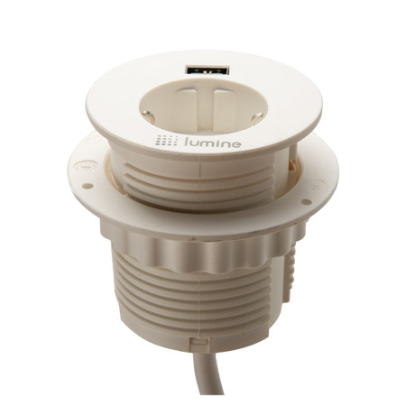 Встроенный розеточный блок Lumine GLOW 1xрозетка, 1xUSB A 12W, белый