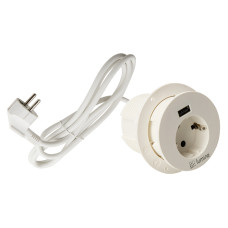 Вбудований розетковий блок Lumine GLOW 1xрозетка, 1xUSB A 12W, білий