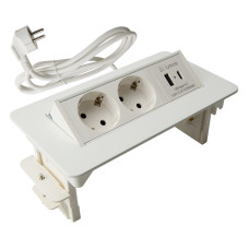Вбудований розетковий блок Lumine SPACE 2xрозетки, 2xUSB A+C (15,5W), білий