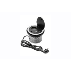 Блок розеток GTV CHARGER 1 розетка SCHUKO 2xUSB 2A 5V, 230V AC, 16A. 3600W, 1,5m кабель, Алюміній