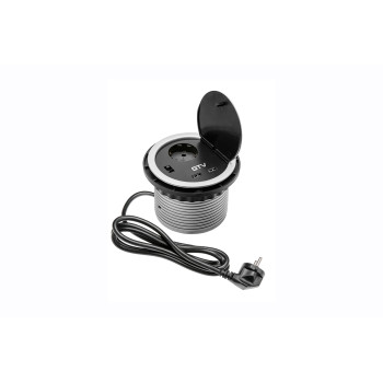 Купить Блок розеток GTV CHARGER 1 розетка SCHUKO 2xUSB 2A 5V, AC 230V, 16A. 3600W, 1,5m кабель, Алюминий РОЗЕТКА В СТОЛЕШНИЦУ от Фурнитура GTV