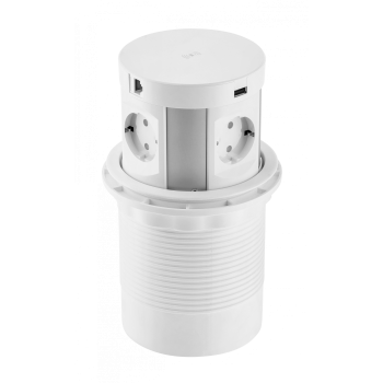 Вбудована розетка GTV COMFORT PLUS вертикальна на 4 вилки, 2USB, індукційна зарядка, біла (вбудований подовжувач) Вбудована розетка GTV COMFORT PLUS вертикальна на 4 вилки, 2USB, індукційна зарядка, біла (вбудований подовжувач)