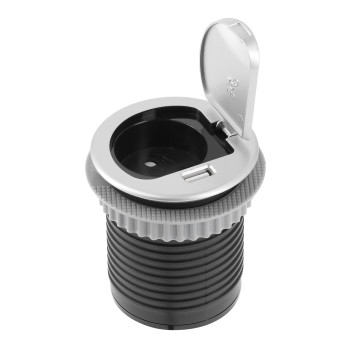 Купить Розетка в столешницу CHARGER MINI 60мм 1 розетка SCHUKO 1xUSB 2,4A провод 1,9м Алюминий АРХИВ от GTV ФУРНИТУРА