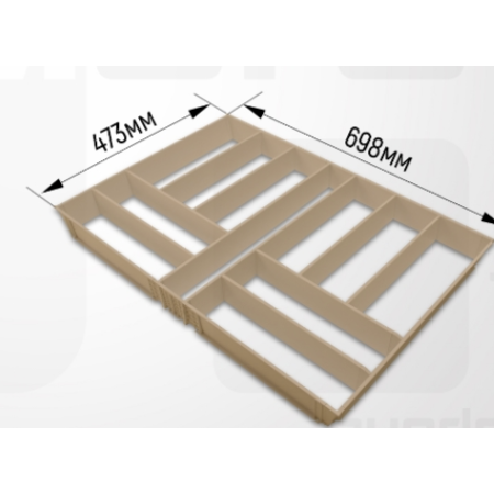 Вкладыш для столовых OrgaTray 600 металлический с ковриком Серый для ArciTech 800*L500 Hettich