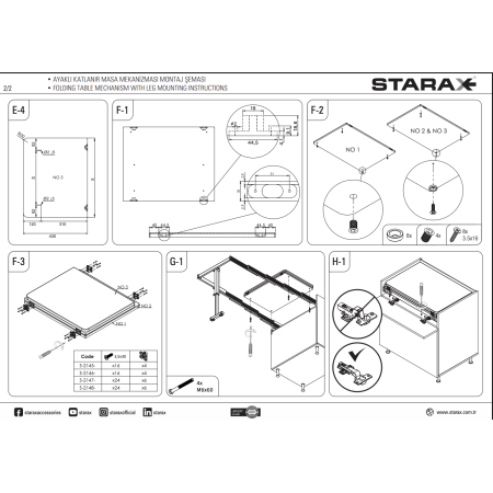 Механізм висувного розкладного стола з опорою Starax S-2148-A, 864x515x125, секція 900мм, АНТРАЦИТ
