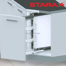 Карго 3-х рівневе Starax S-2201 45° в секцію 250 мм Кріплення праве Хром