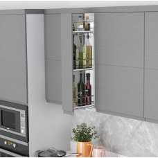 Галерея MINI ЛІВА висувна хром 106х280х820 150мм на тандемах блюм, з МДФ дном, 3-рівнева S-2913-C