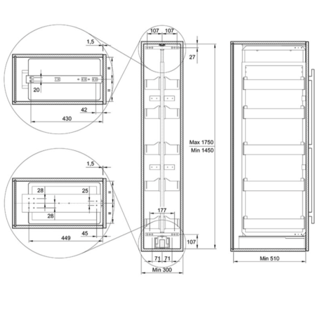 Карго-колона Aster NV 300мм графіт 5 кошиків 1659-2059мм Muller