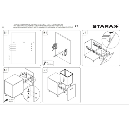 Система для мусора на Тандем направляющих Blum, 35л, STARAX S-2300-A 364x470x435, секция 400мм, АНТРАЦИТ