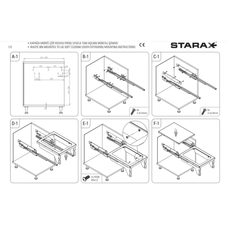 Система для мусора на Тандем направляющих Blum, 35л, STARAX S-2300-A 364x470x435, секция 400мм, АНТРАЦИТ