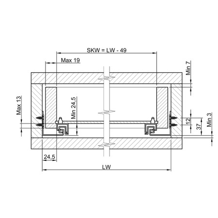 Направляючі прихованого монтажу част.в. SC L=500 MULLER 18mm max 1D