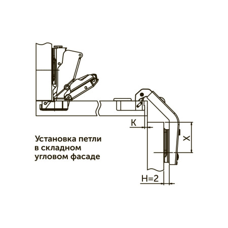 Петля накладна Clip-on GIFF PRIME 25*+90* d=35 Н=2