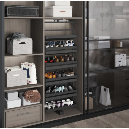 Підставка для взуття на 12 полиць висувна поворотна Антрацит H=1910-2110, 800 мм STARAX  S-6835-A