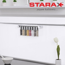 Полиця для зберігання спецій Starax S-4012, 8 ємностей, хром+пластик