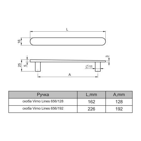  Ручка скоба Virno Lines 656/128 матове золото