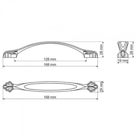 Ручка для кухні Gamet UR41-0128-G0035 антична бронза