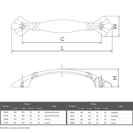 Ручки скоби Marella CL 15089.096 антична бронза