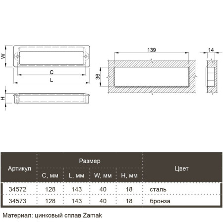 Ручки для мебели Marella CL 15203.143 бронза