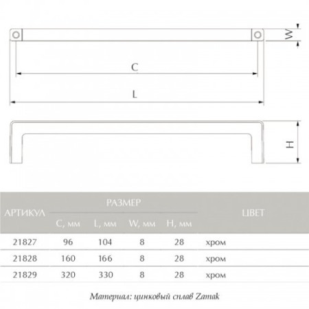 Меблеві ручки Cosma M 12861.160 хром