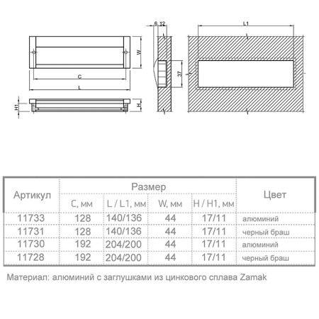 Ручки для меблів Ferro Fiori M 0010.192 чорний браш