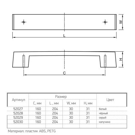 Ручки для мебели Ferro Fiori PL 11002.160 черный