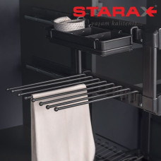 Вішалка для штанів висувна, з кошиком, на направляючій, права, Starax S-6725-A (S-6745) антрацит
