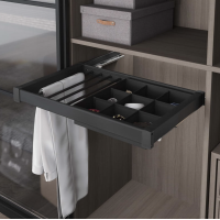 Вешалка для брюк с органайзером S-6705-A на тандем blum, 760-790х475х100, секция 800мм, АНТРАЦИТ