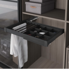 Вішалка для брюк з органайзером S-6705-A на тандем blum, 760-790х475х100, секція 800мм, АНТРАЦИТ