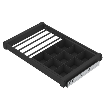 Вішалка для брюк з органайзером S-6705-A на тандем blum, 760-790х475х100, секція 800мм, АНТРАЦИТ
