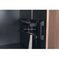 Вешалка для галстуков и поясов с корзиной, правая Starax S-6736-A, 130х475х220 мм, антрацит