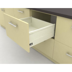 Ящик выдвижной для кухни InnoTech Atira полного выдвижения L470 белый H176 (бок Н70+TopSide металл) c доводчиком SilentSystem