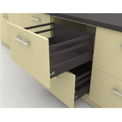 Выдвижной ящик на кухню InnoTech Atira полного выдвижения L470 антрацит H220 (бок Н70+2 релинга) c доводчиком SilentSystem