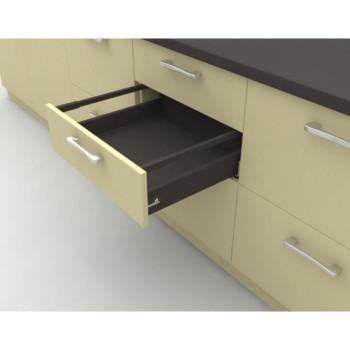 Выдвижные ящики на кухне InnoTech Atira частичного выдвижения L470 антрацит H144 (бок Н70+1 релинг) c доводчиком SilentSystem