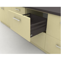 Выдвижные полки для кухни InnoTech Atira частичного выдвижения L470 антрацит H176 (бок Н70+2 релинга) c доводчиком SilentSystem