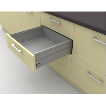 Выдвижные ящики кухня InnoTech Atira полного выдвижения L470 серебро H144 (бок Н70+TopSide металл) c доводчиком SilentSystem