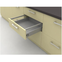 Выдвижные ящики кухня InnoTech Atira частичного выдвижения L470 серебро H144 (бок Н70+1 релинг) c доводчиком SilentSystem