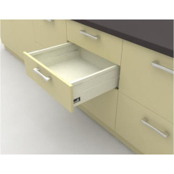 Выдвижной ящик на кухню InnoTech Atira частичного выдвижения L470 белый H144 (бок Н70+TopSide металл) c доводчиком SilentSystem