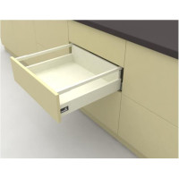 Выдвижные ящики на кухне InnoTech Atira полного выдвижения L470 белый H144 (бок Н70+1 релинг) c выталкивателем PushToOpen