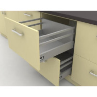 Ящики выдвижные для кухонных шкафов InnoTech Atira полного выдвижения L470 серебро H220 (бок Н70+2 релинга) c доводчиком SilentSystem