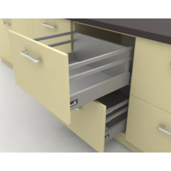 Ящики выдвижные для кухонных шкафов InnoTech Atira полного выдвижения L470 серебро H220 (бок Н70+2 релинга) c доводчиком SilentSystem