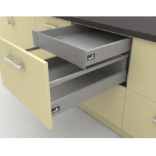 Висувні ящики InnoTech Atira повного висування L350 срібло H70 з виштовхувачем PushToOpen