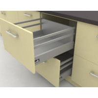 Системы для выдвижных ящиков InnoTech Atira полного выдвижения L520 серебро H220 (бок Н70+2 релинга) c доводчиком SilentSystem