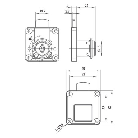 Замок для шафи Muller CN 22mm