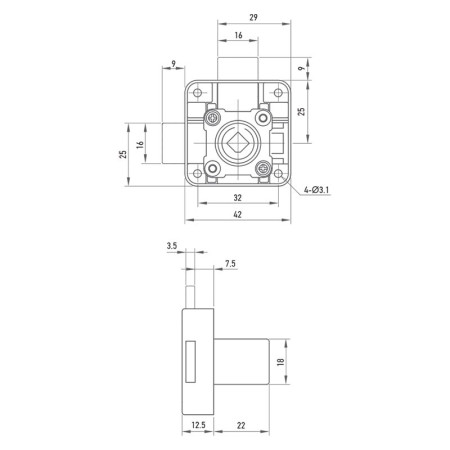 Замок для скляних дверей Muller CL 22mm